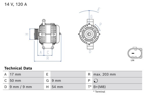 Bosch generator 14v - 120a, alfa